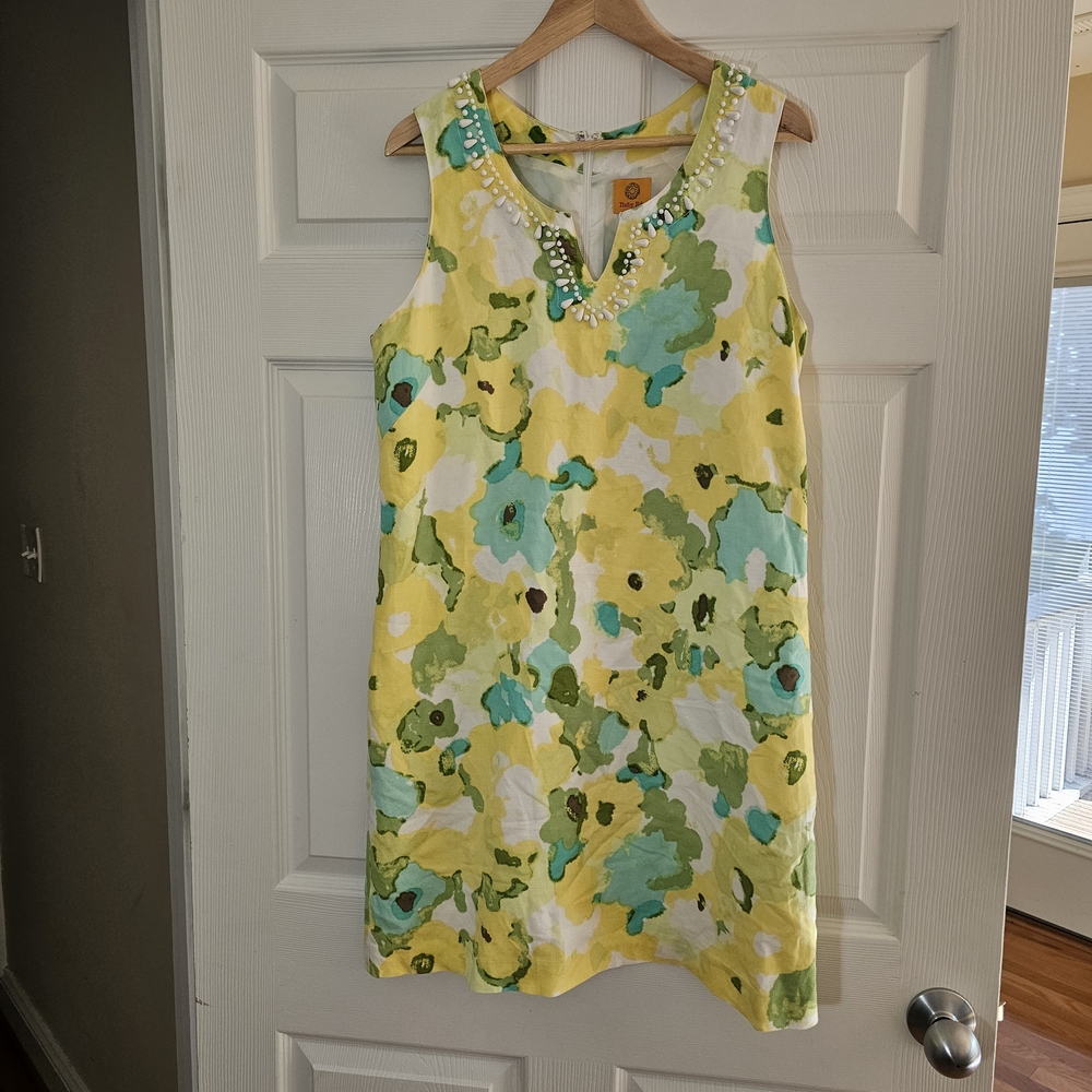 Ruby Rd. Yellow and Green Beaded Dress